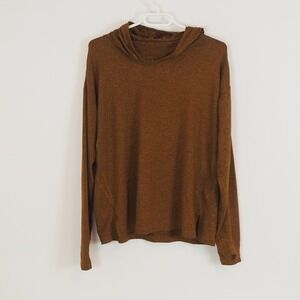 Athleta Uptempo II Hoodie Sweatshirt Large Brown Heather Longsleeve Funnel Neck